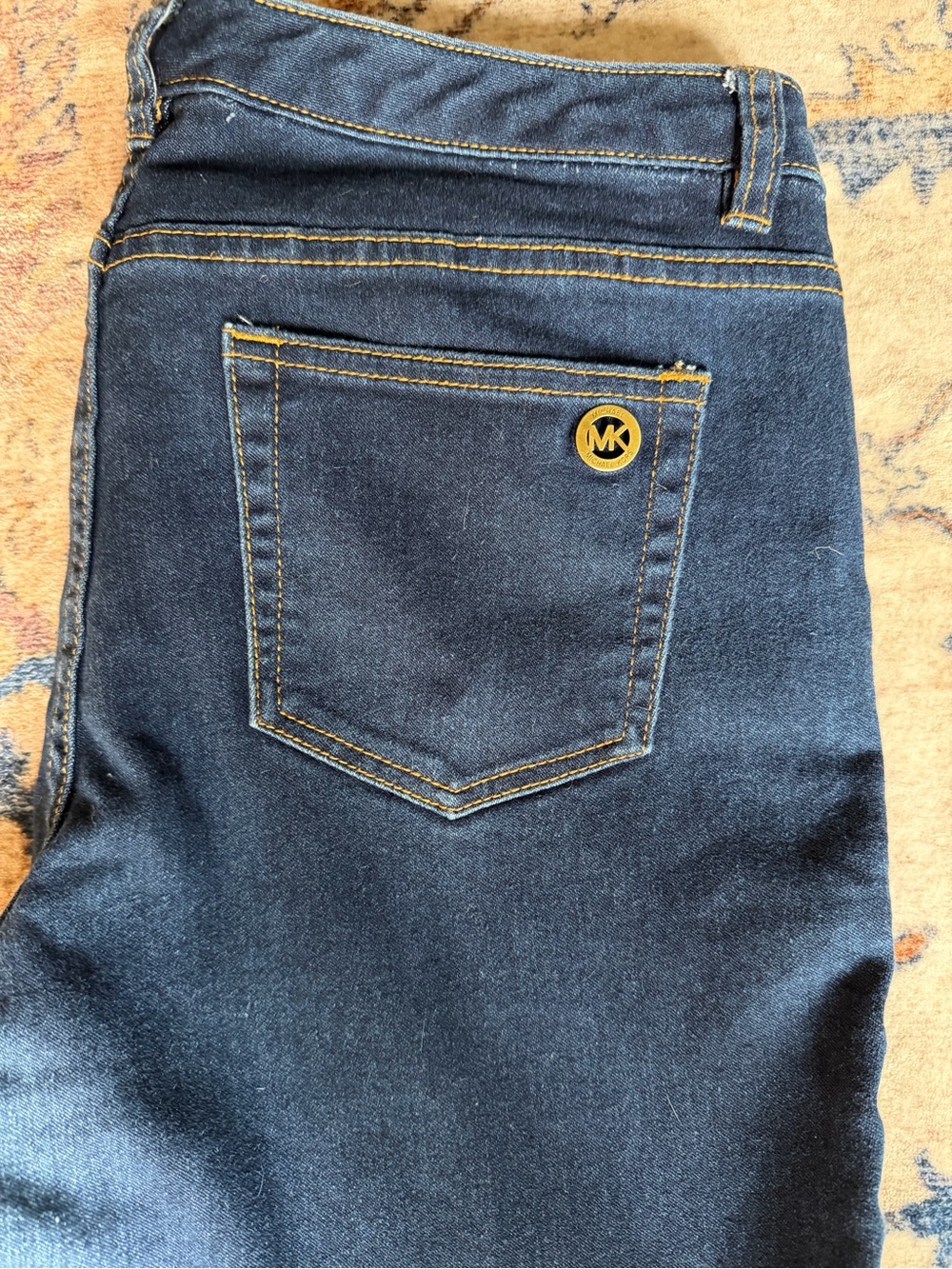 Michael Kors Women’s Navy Slim Straight Jeans with Contrast Stitching